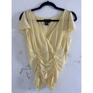 Max Edition Silk Blend Sheer Blouse Pastel Yellow SZ S Coquette Easter Spring